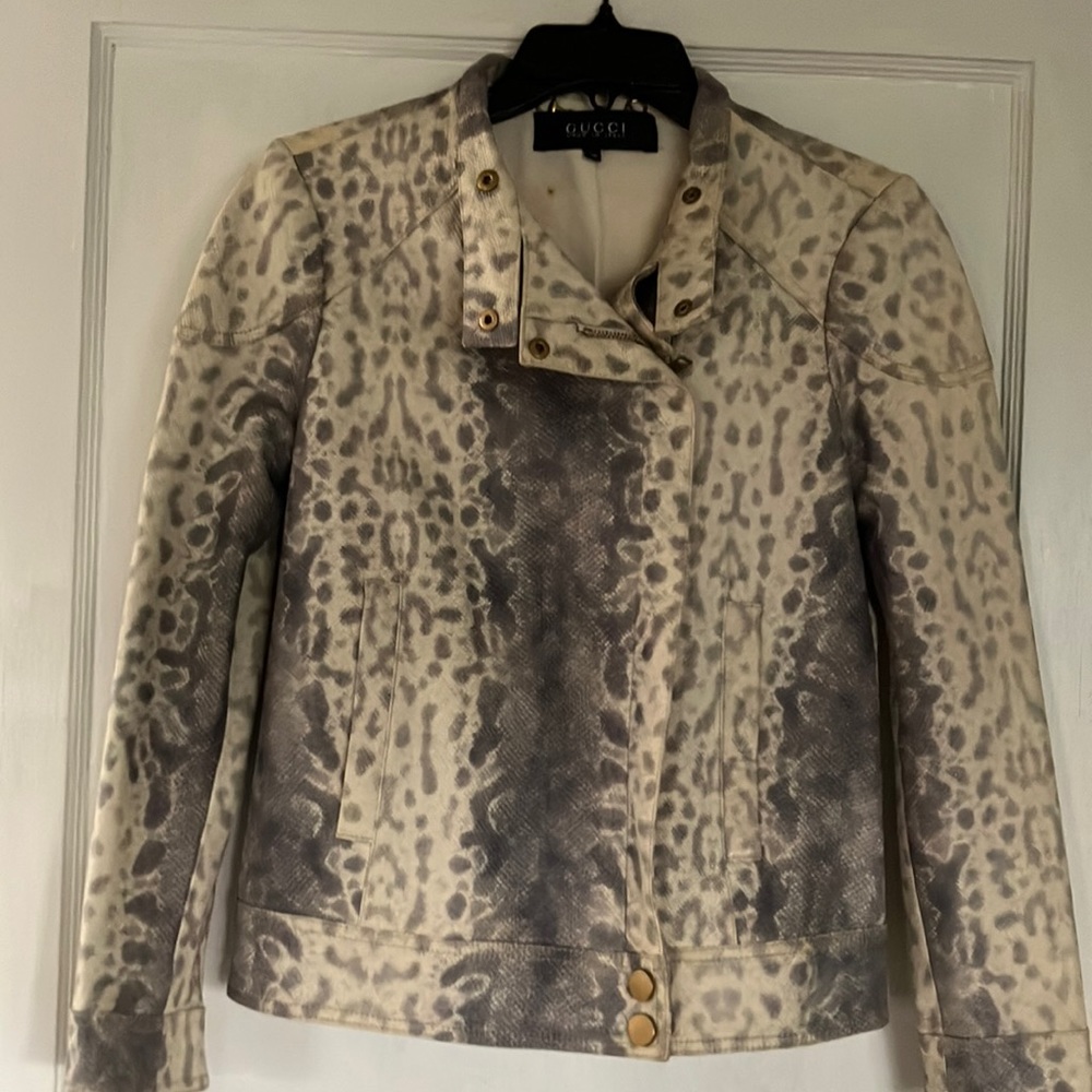 Gucci leather embossed jacket